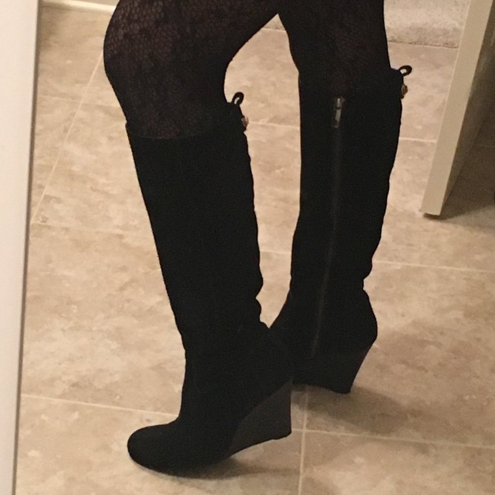 Tori Burch Black suede boots with genuine leather